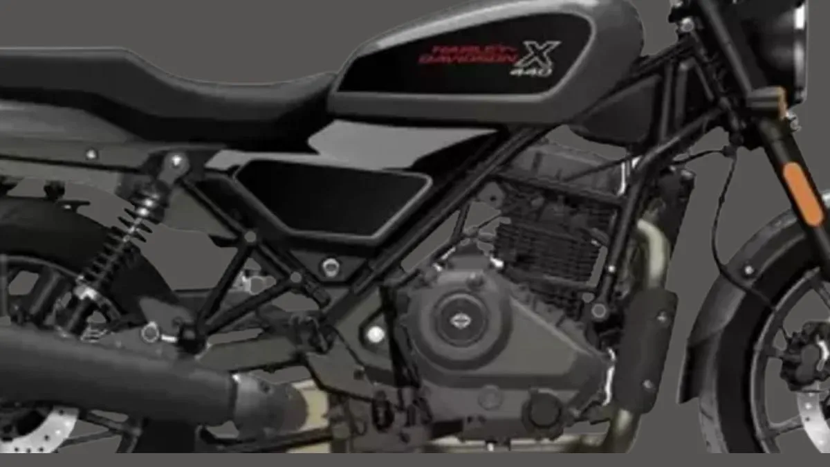 Harley X440 engine close-up with specs