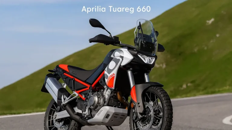 Aprilia Tuareg 660 front view with aggressive design