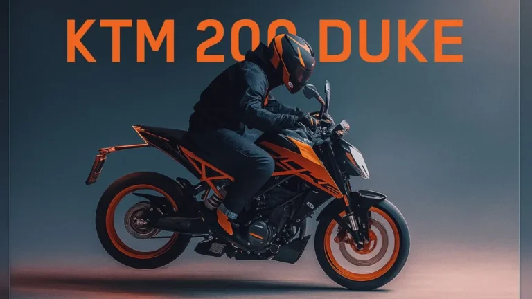 KTM Duke 200 2025 front view with LED headlight and muscular fuel tank