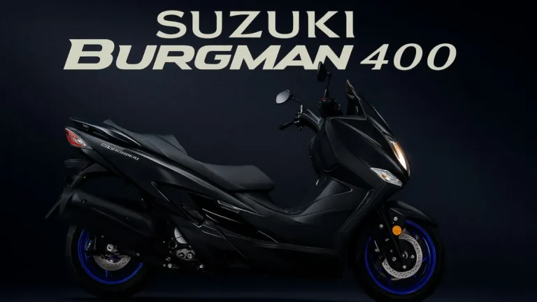 Suzuki Burgman 400 with dual disc brakes and wide body frame