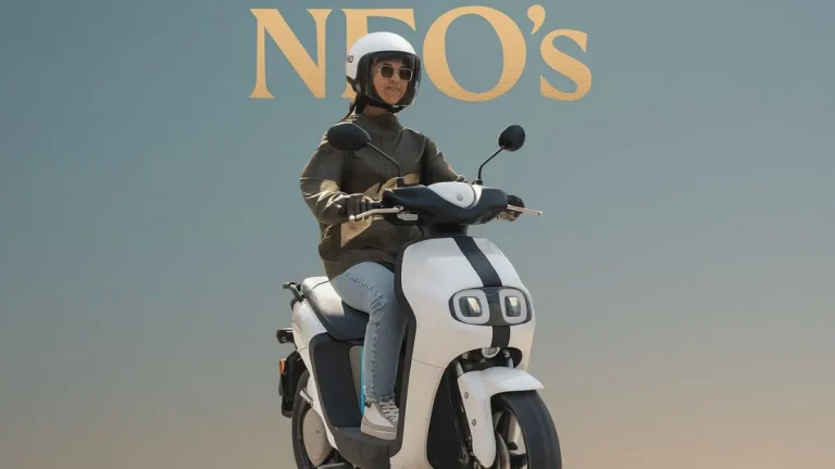 Yamaha Neo electric scooter front view with split headlamp