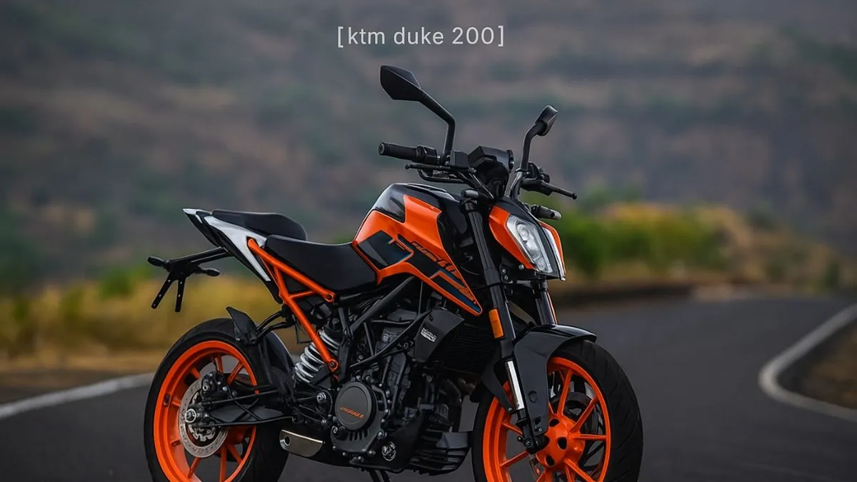 KTM Duke 200 electric orange color on road