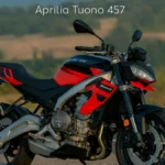 Aprilia Tuono 457 front view with triple LED headlamps