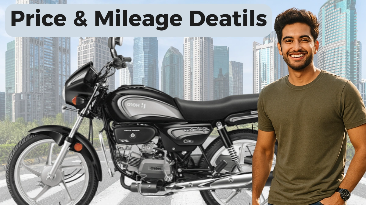 Hero Splendor Plus 2025 model with man standing beside bike showcasing classic design