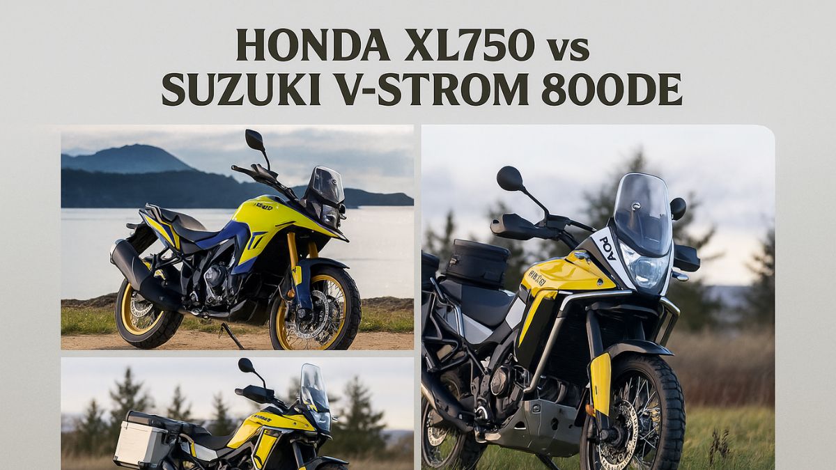 Honda XL750 Transalp side view in mountain terrain