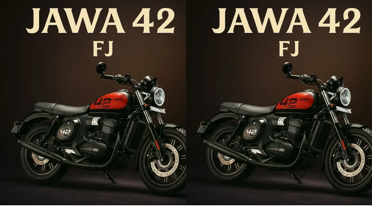 Jawa 42 FJ in stunning black chrome finish on highway