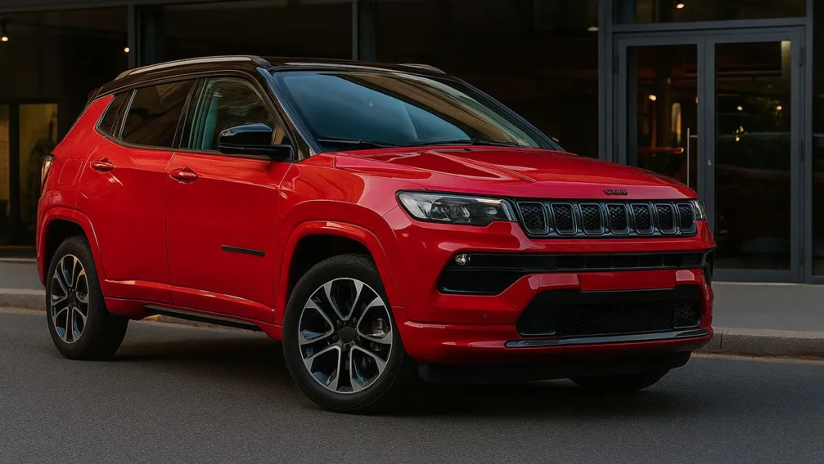 Jeep Compass BS6 petrol front design with LED DRLs and chrome grille