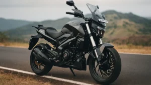 Bajaj Dominar 400 2025 side profile with muscular tank design