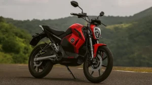 Revolt RV400 side profile with street-naked design