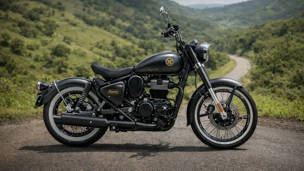 Royal Enfield Goan Classic 350 2026 bobber style design with whitewall tyres