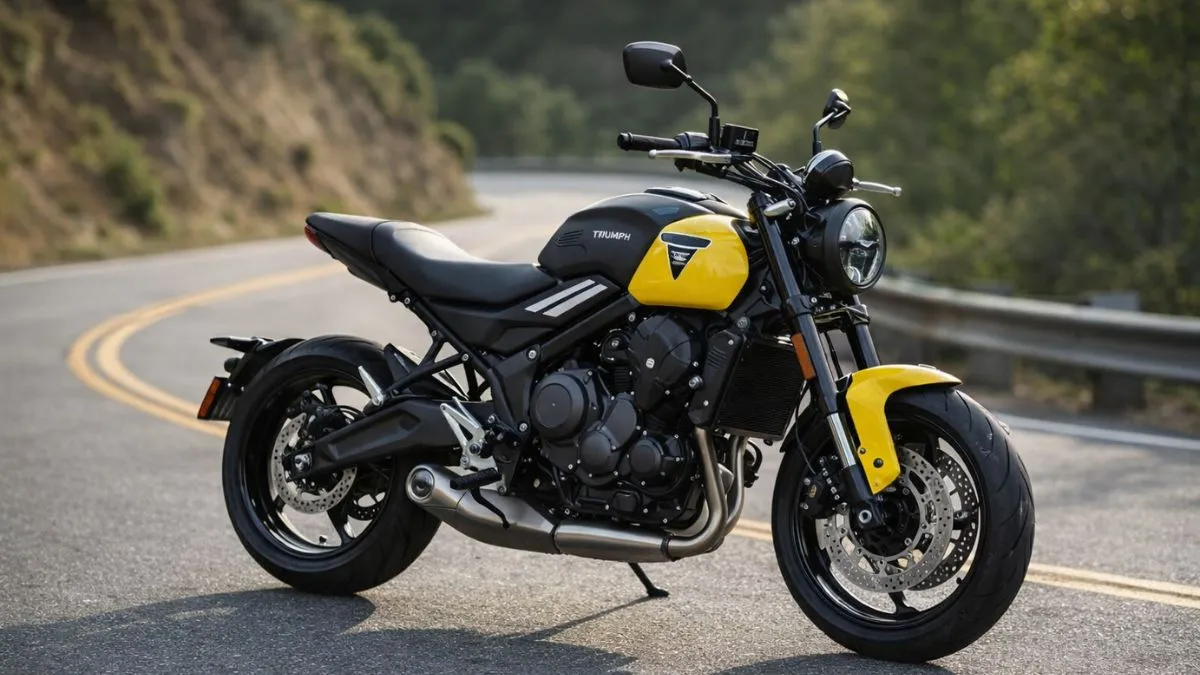 Triumph Trident 660 660cc inline three engine close up